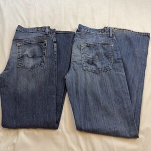 7 For All Mankind Lot (2) Two Bootcut Standard Fit Jeans Waist 34" Length 33"